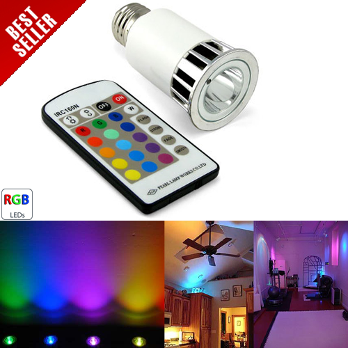 Multi-Color LED Light Bulb w/Remote - E27 base