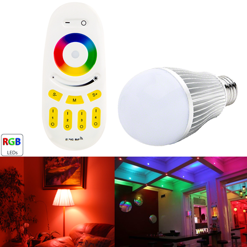 Smartphone or Tablet WiFi Compatible RGB+White LED Bulb, 9W w/ RF Remote