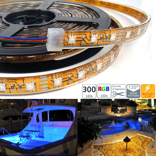 Waterproof 300 High Power RGB LED Flexible Light Strip - 300 LEDs 5M/reel